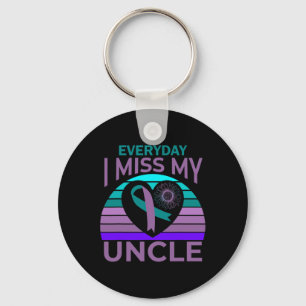 I Miss My Uncle Heart Sunflower Suicide Awareness Keychain