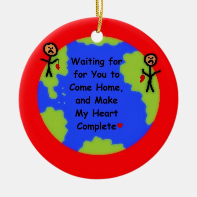 I Miss You Cartoon Ceramic Ornament (Front)