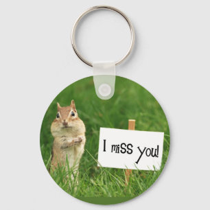I Miss You Chipmunk with Sign Keychain