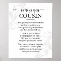 I Miss You Cousin Poem Poster