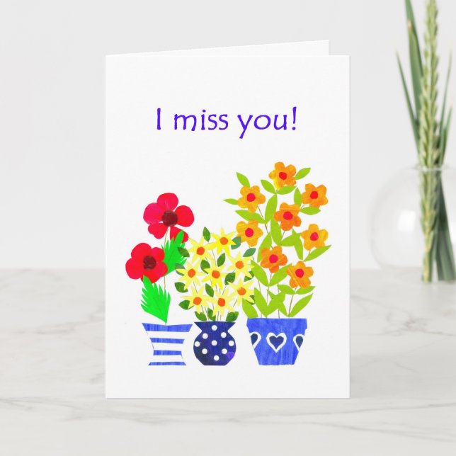 'I miss you' Greeting Card - Flower Power (Front)