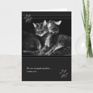 I Miss You Grey Tabby Cats Card
