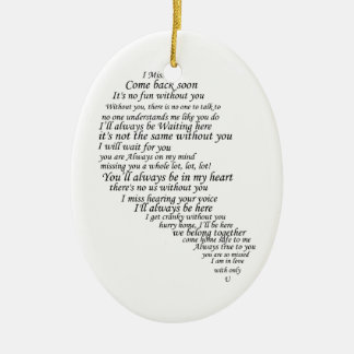 I Miss You - Half of Heart Ceramic Ornament