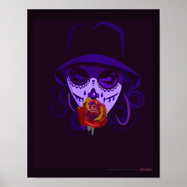 I miss You Lady with a Rose Day of the Dead Poster (Front)