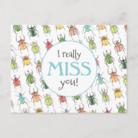 I Miss You Love Bugs Beetle Pattern Teacher