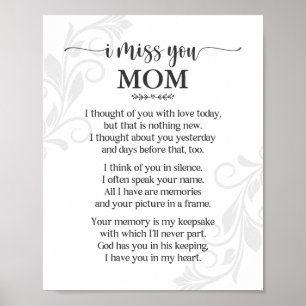 I Miss You Mom Poem Poster
