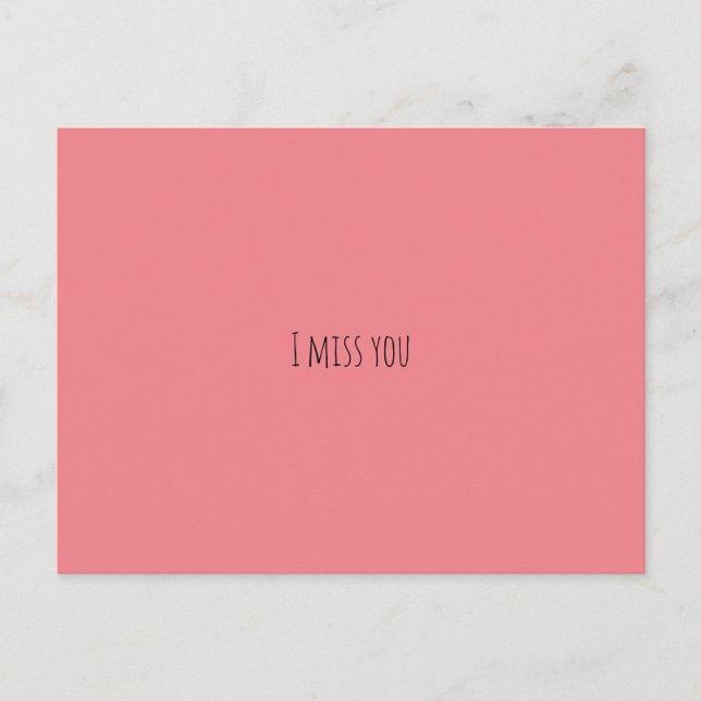 I Miss You Postcard – Minimal Pink Greetings card (Front)