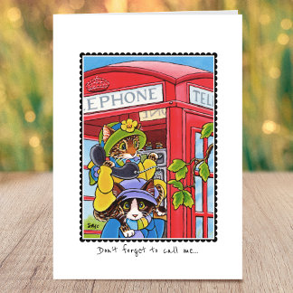 I miss You Telephone Funny Cat Custom Folded Card