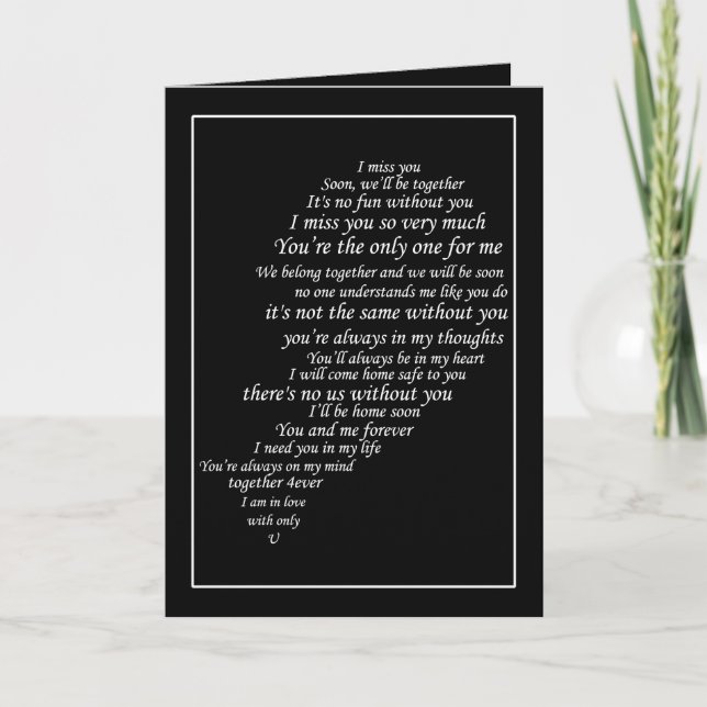 I Miss You  Text, too,  in Half of Heart Card (Front)