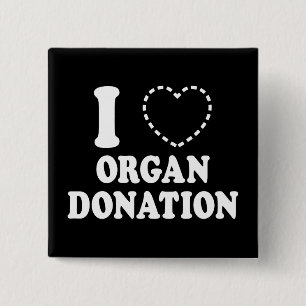 I {MISSING HEART} ORGAN DONATION 2 INCH SQUARE BUTTON