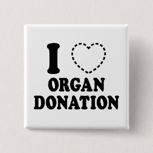I {MISSING HEART} ORGAN DONATION 2 INCH SQUARE BUTTON