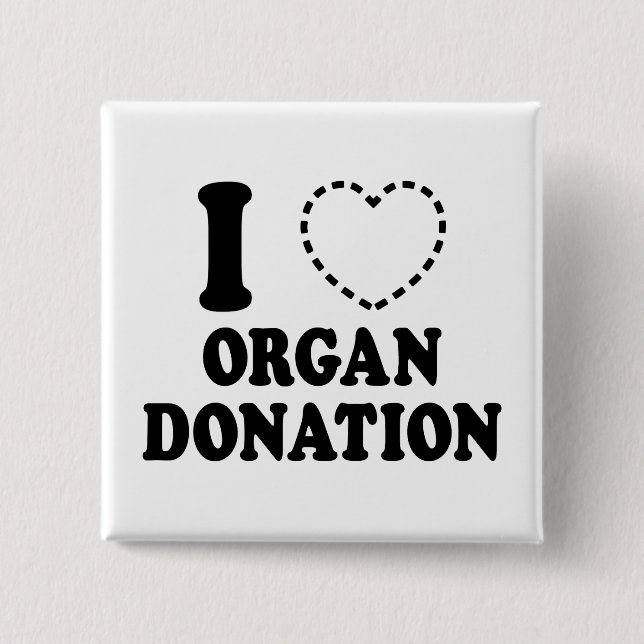 I {MISSING HEART} ORGAN DONATION 2 INCH SQUARE BUTTON (Front)