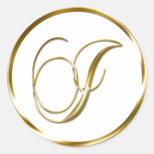 I Monogram Faux Gold Envelope Or Favour Seal