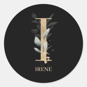 I Monogram Floral Personalized Classic Round Sticker