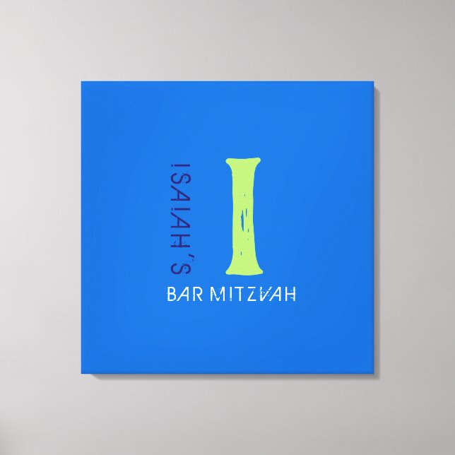 I Monogram Initial Bar Bat Mitzvah Sign-In Board Canvas Print (Front)