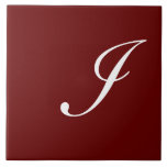 I Monogram Initial White on Maroon Tile<br><div class="desc">Classic White Letter Monogram on Dark Red Background, I</div>
