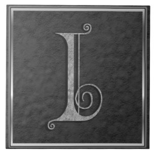 I Monogram "Medieval Grey Stone" Ceramic Tile