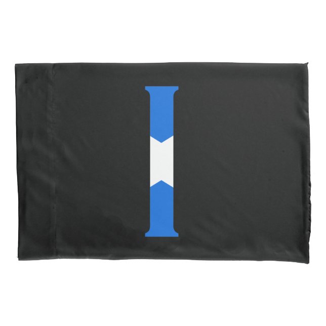I Monogram overlaid on Scottish Flag pccnt Pillowcase (Front)