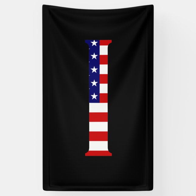 I Monogram overlaid on USA Flag (v) bnrcnt Banner (Vertical)