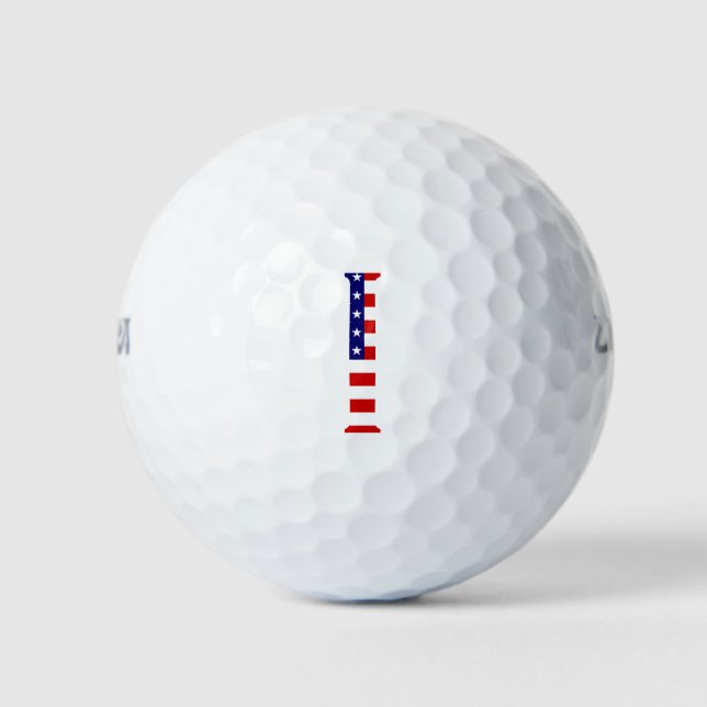 I Monogram overlaid on USA Flag wu gbcnt Golf Balls (Front)