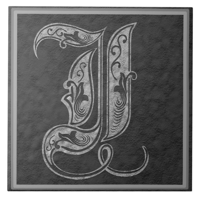I Monogram "Royal Grey Stone" Ceramic Tile (Front)