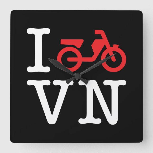 I Motorbike Vietnam Square Wall Clock (Front)
