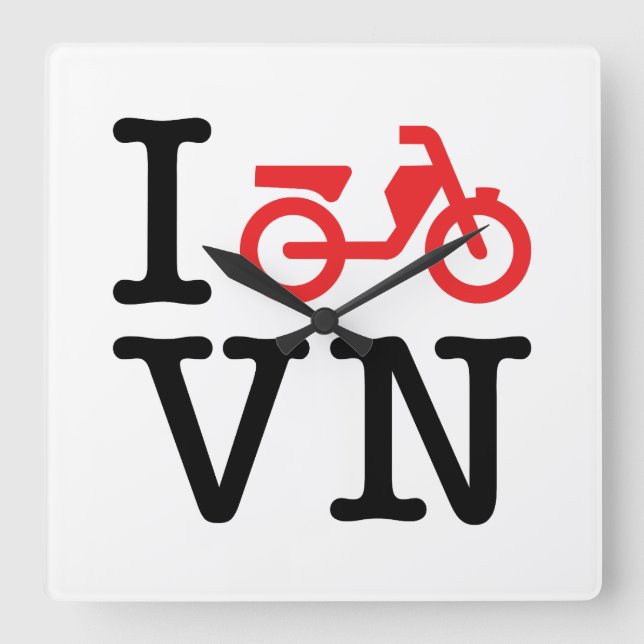 I Motorbike Vietnam Square Wall Clock (Front)