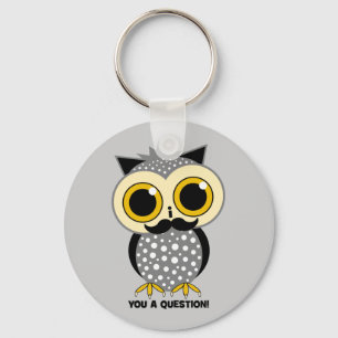 I moustache you a question owl keychain
