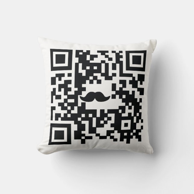 "I Moustache You A Question" QR Code Pillow (Front)