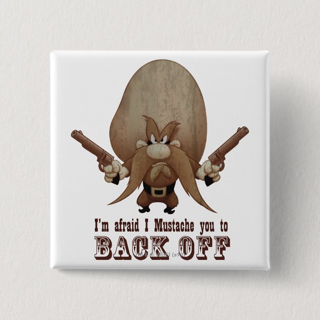 I Moustache You To Back Off 2 Inch Square Button (Front)