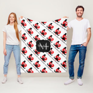 I moustache you your heart Valentines Day Monogram Fleece Blanket