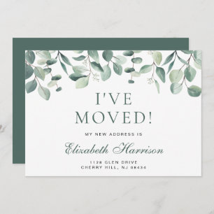 I Moved Eucalyptus Greenery Watercolor Moving Announcement
