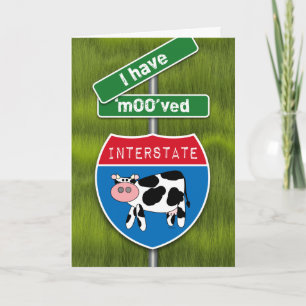 I Moved Rural Faire-part Vache et panneaux routier