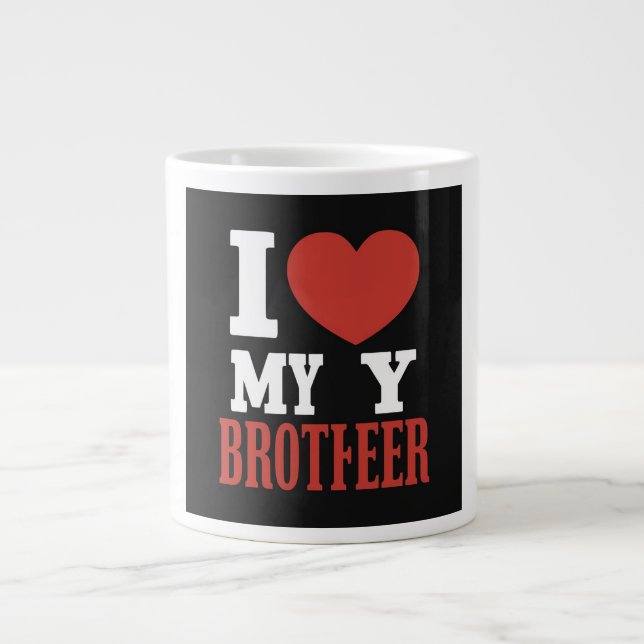 I 💕 my brother  large coffee mug (Front)