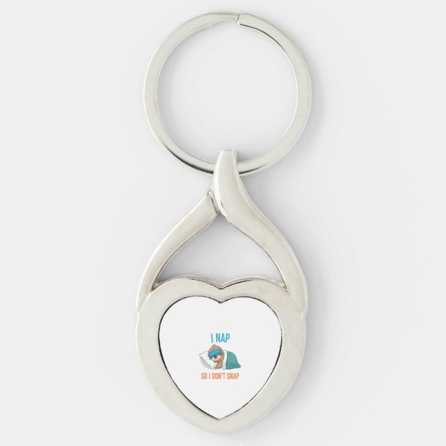 I Nap so I Don't Snap Funny Sloth Keychain (Front)
