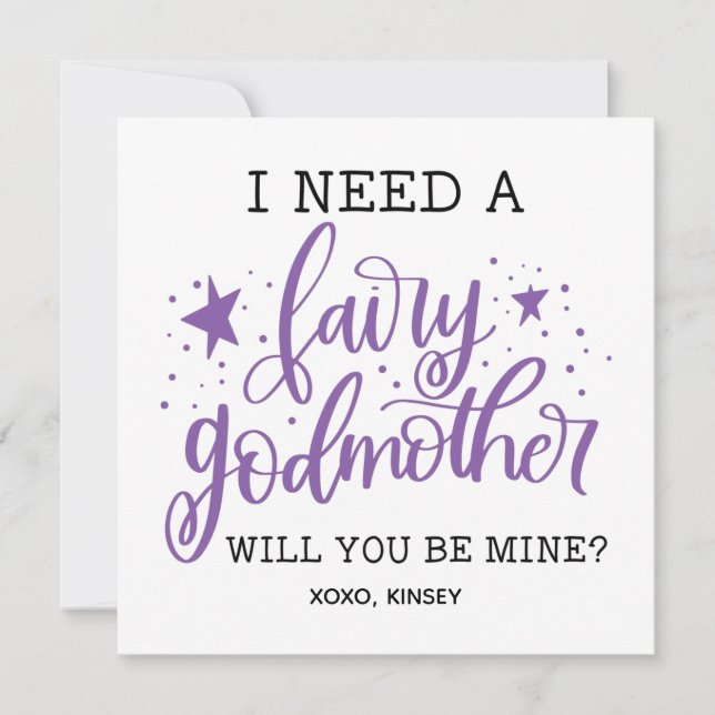 I Need A Fairy Godmother Will You Be Mine Proposal Thank You Card (Front)