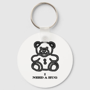 I Need A Hug Bear Black jGibney The MUSEUM Zazzle Keychain
