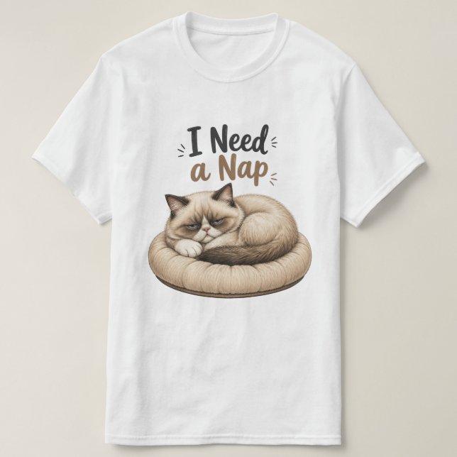 I Need a Nap – Grumpy Cat Collection T-Shirt (Design Front)