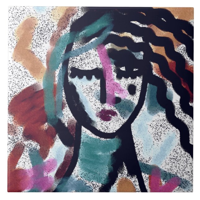 I Need a Vaca Abstract Digital Painting  Tile (Front)