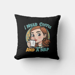I need coffee and a nap throw pillow