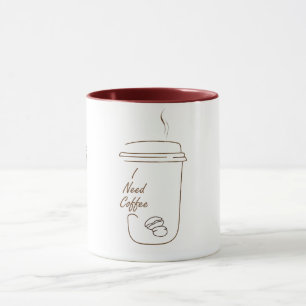 I Need Coffee Cute Doodle Mug