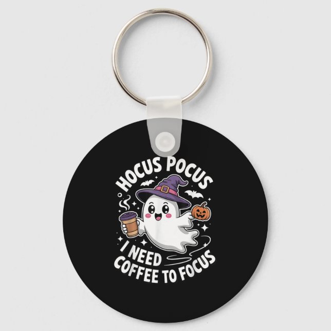 I Need Coffee To Focus Halloween  Keychain (Front)