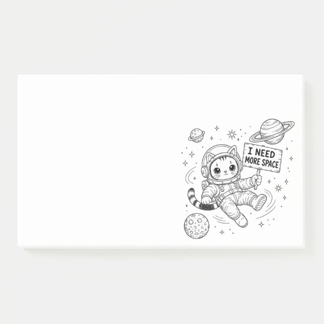 I Need More Space Funny Cat Astronaut Post-it Notes (Front)