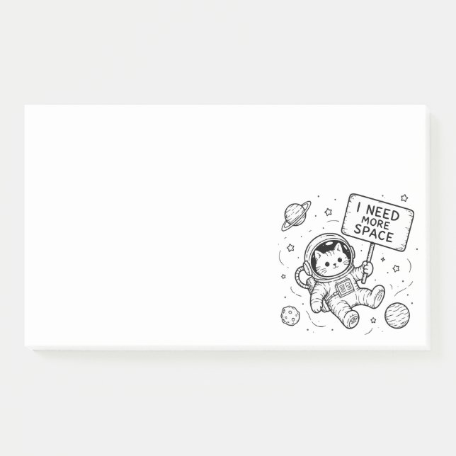 I Need More Space Funny Cat Astronaut Post-it Notes (Front)