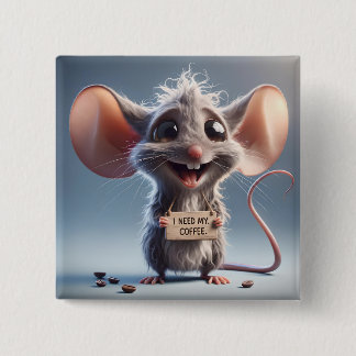 I Need My Coffee 2 Inch Square Button