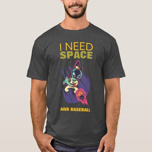 I Need Space And Baseball Funny Introvert Lockdown T-Shirt (Front)