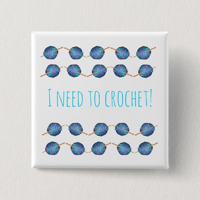 I need to crochet - with yarn and crochet hooks 2 inch square button (Front)