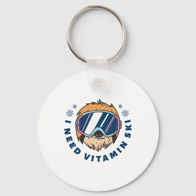 I Need Vitamin Ski - Skiing  Keychain (Front)