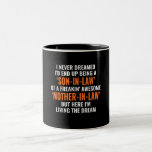 I Never Dreamed Id End Up Being A Son In Law Gift Two-Tone Coffee Mug<br><div class="desc">I Never Dreamed Id End Up Being A Son In Law Gift Perfect Gifts: Ideal gifts for daughter son from mom dad mother father giving on Birthday, Graduation, Anniversaries, Wedding, Mother's day or Christmas. Perfect gift for all occasions Customized Personalized Gift Choice Great Gift Idea Printed In The USA, Eco-Friendly...</div>