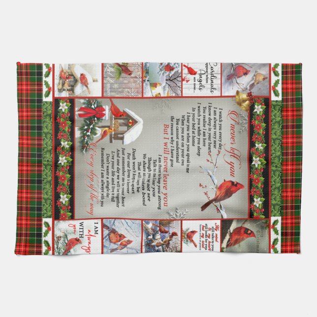 I Never Left You, Christmas Cardinal Quilt Blanket Kitchen Towel (Horizontal)